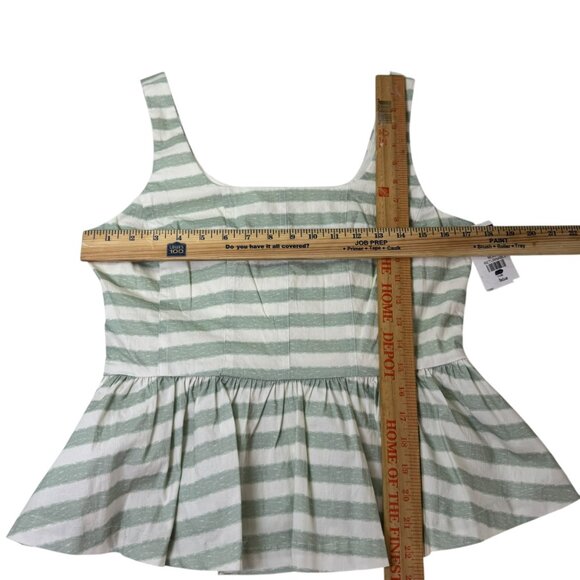 Avec Les Filles Striped Peplum Tank Top White & Sage Green – Size M – NWT - Picture 9 of 9